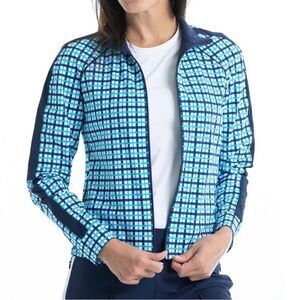 KINONA Layer Up Jacket Mediterranean Check Print SPF 50 Blue White Women’s Med
